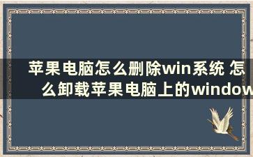 苹果电脑怎么删除win系统 怎么卸载苹果电脑上的windows系统